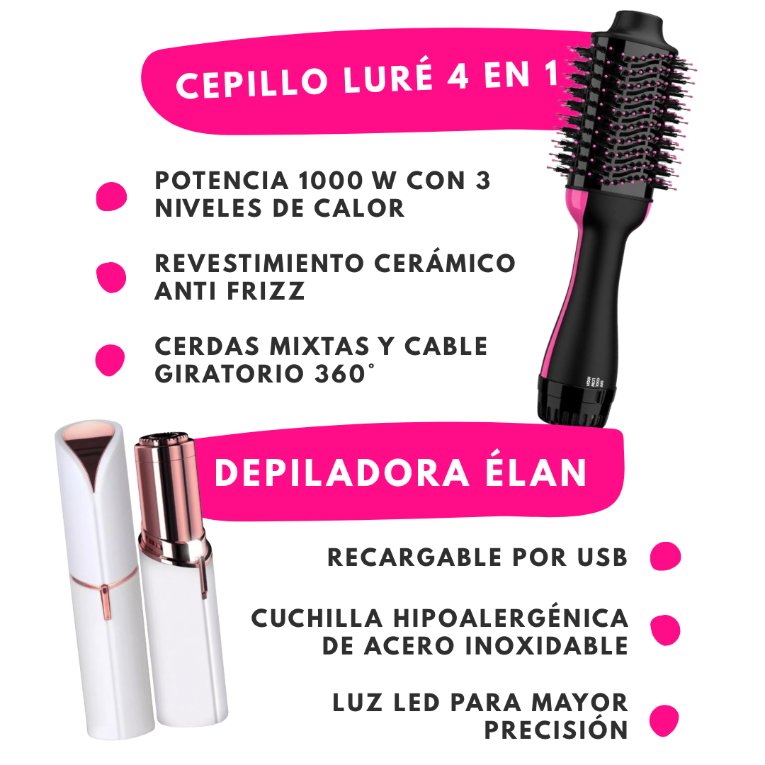 COMBO DIVINÉ | Cepillo Luré + Depiladora Facial Élan | LUSHÉ BEAUTY